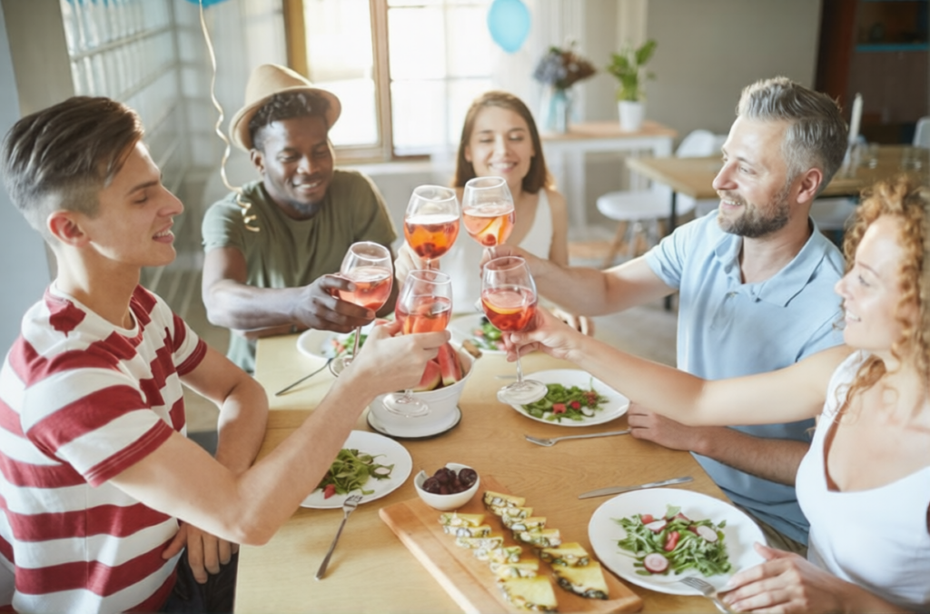 Pessoas felizes celebrando e se divertindo
